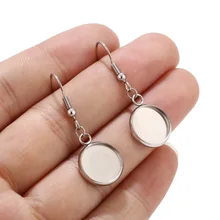 20 шт из нержавеющей стали кабошон серьга настройки 12 мм пустая база DIY гипоаллергенные серьги-Крючки фурнитура