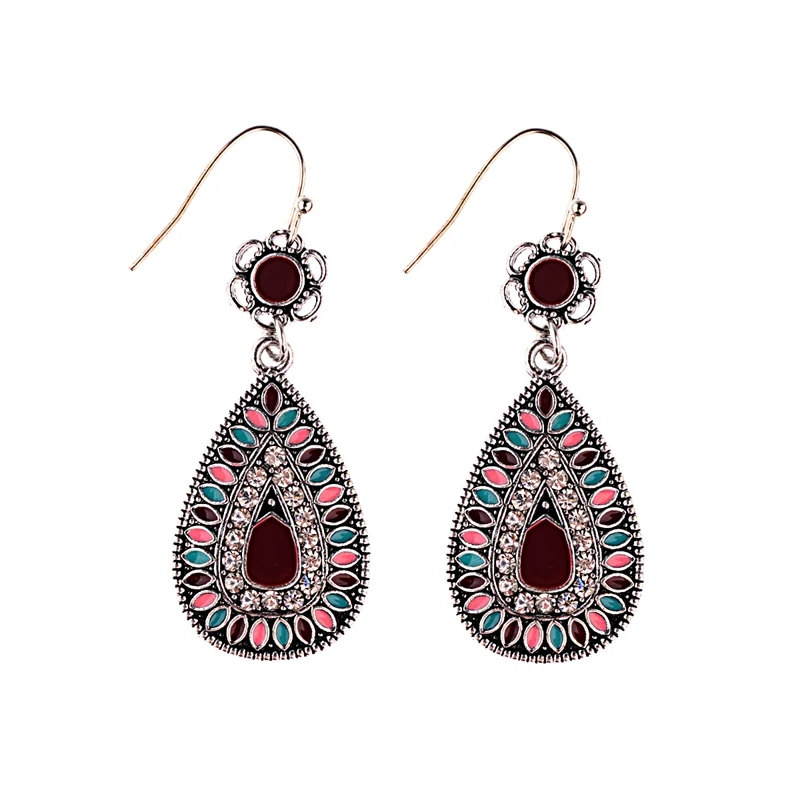 

Amader Nrrival Vintage Oil Drip Blue Flower Ethnic Loop Dangle Earrings Bohemia Style Boho Earrings Christmas Gift Jewelry AE025