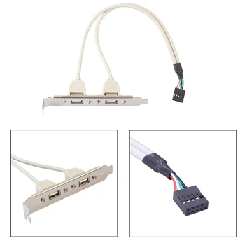 

NEW 2 Ports USB2.0 Female To 9 Pin Motherboard Header Cable Adapter 30cm USB Panel Cable For PC Desktop Computer