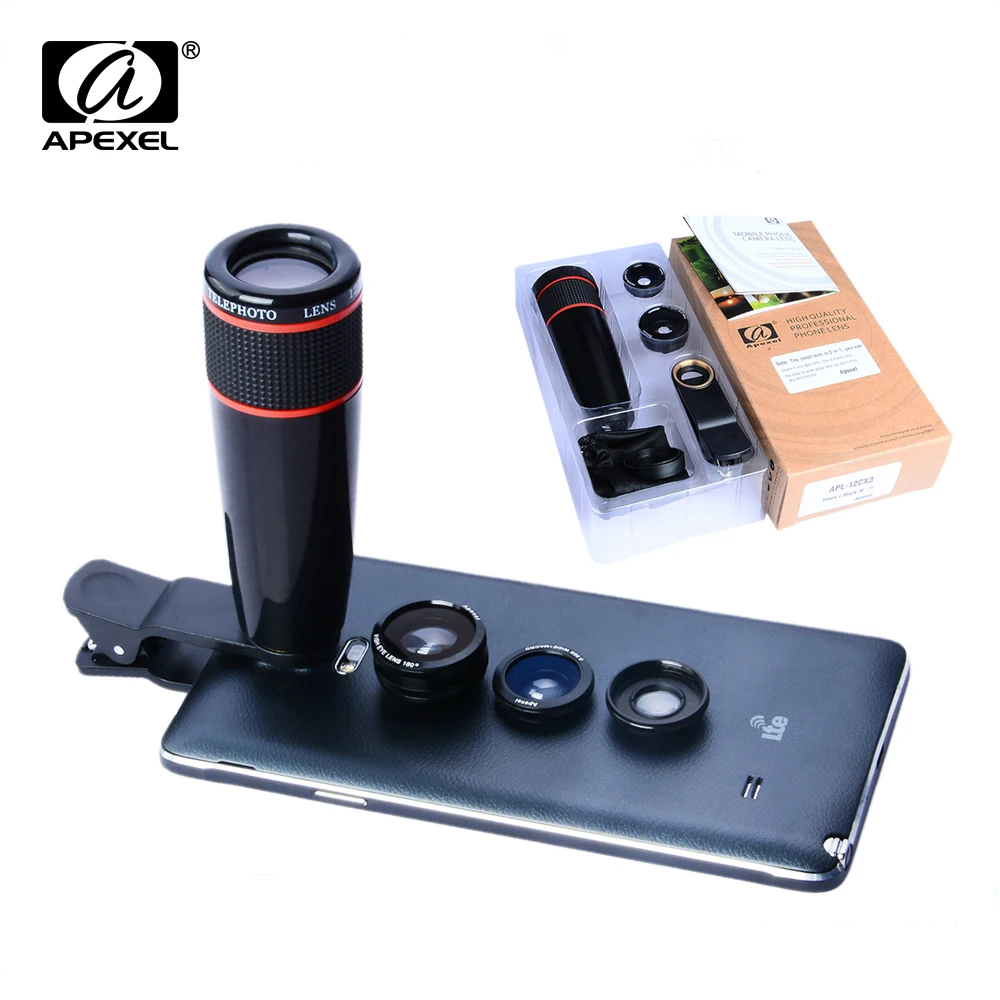 bilder für 4 in 1 universal clip Kamera-objektiv-kit 12X Tele objektiv + Weitwinkel & Macro + Fisheye-objektiv für Samsung Xiaomi Phones 12CX3 bilder für 4 in 1 universal clip Kamera-objektiv-kit 12X Tele objektiv + Weitwinkel & Macro + Fisheye-objektiv für Samsung Xiaomi Phones 12CX3