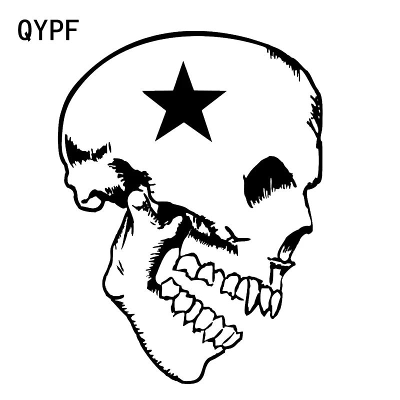 

QYPF 10.9*14.5CM Skull Pentagram Decoration Car Sticker Vinyl High Quality Black Silver C16-0151