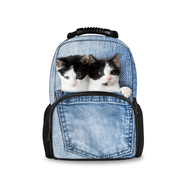FORUDESIGNS/джинсовые милые большие школьные сумки с 3D котом и собакой; женский рюкзак; Повседневный школьный рюкзак для книг; дорожный рюкзак; Mochila рюкзак Escolar - Цвет: H3586A