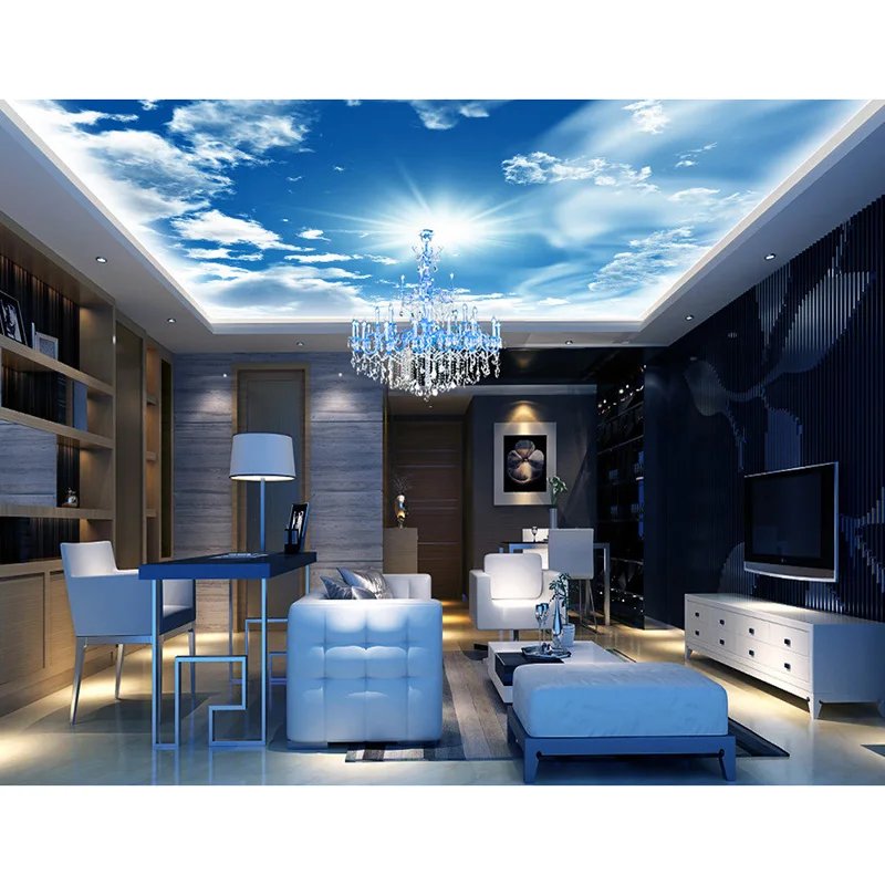 Us 19 76 48 Off Realistic Custom Ceiling Wallpaper 3d Shiny Sun White Clouds Murals For The Living Bedroom Ceiling Background Wallpaper 172 In