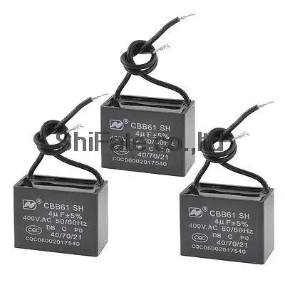 3 Pcs Ceiling Fan Motor 2 Wire Capacitors Cbb61 4uf 400vac 50hz