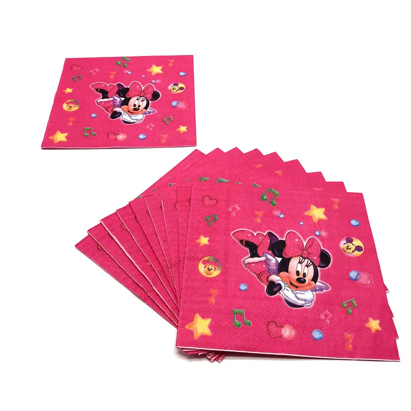 

Disney Minnie Mouse Theme 10pcs/lot Table Napkin Child Birthday Party Paper Napkin Class Activity Tissue Festival Lunch Napkin