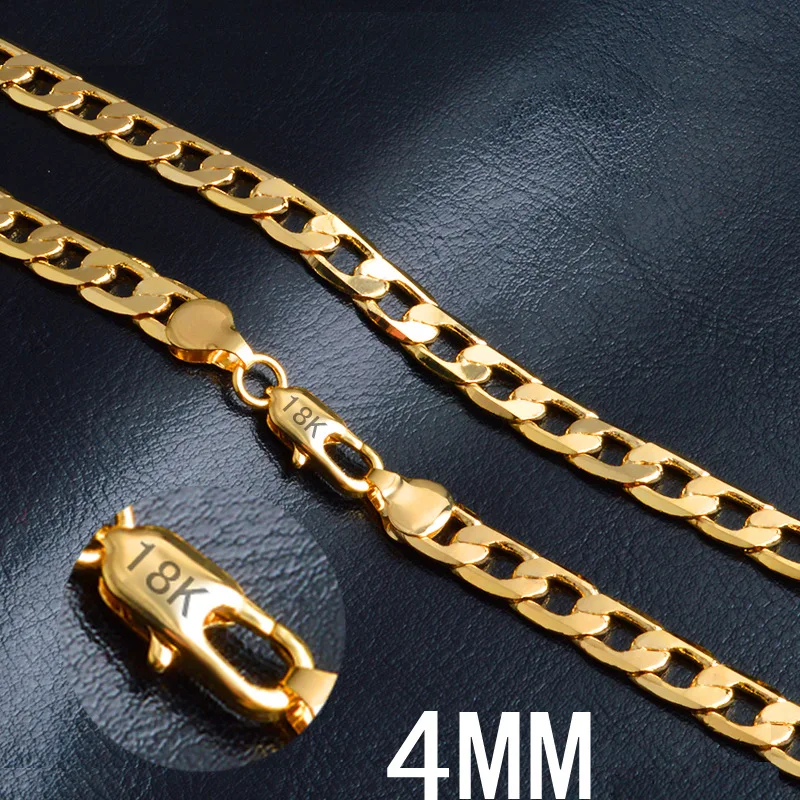 Золотая цепочка ожерелье горячее модное ювелирное изделие 18 K 4 мм 50 см 20 дюймов