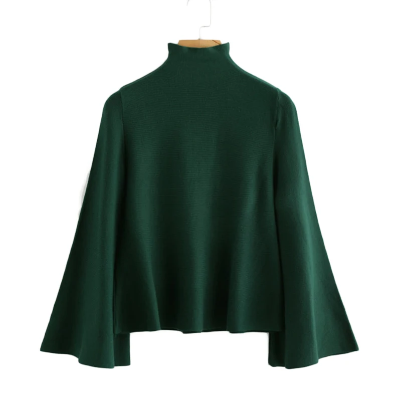 COLROVIE Черный Повседневный женский свитер с высоким воротом и воланом Camel осень зеленый однотонный эластичный свитер классический пуловер Джемпер