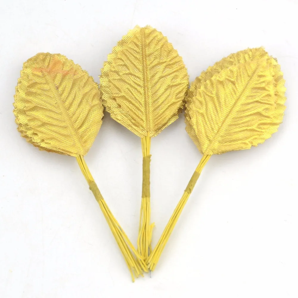 Buy 144Pcs 4cm Cheap Gold Silk Leaf Leaves Artificial