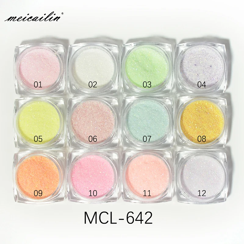 

Newest 12 Colors/Set Shining Nail Glitter Dust Chrome Pigment Sugar Coating Powder Dipping DIY Decoration Nail Art Manicure Tool