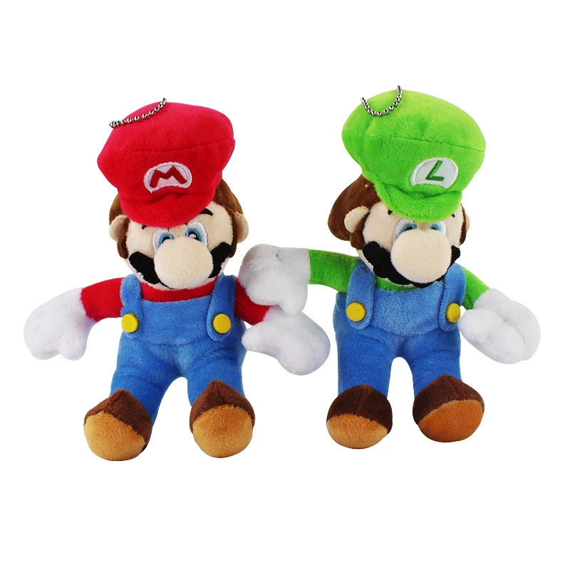 2pcs set Super Mario Bros Mario Luigi Cute Plush Keychain Toys Soft Stuffed Dolls Kawaii Pendant
