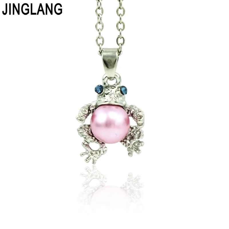

JINGLANG Fashion Unique Cute Running The frog Pendant Necklaces for Women Animal Chain Statement Necklace Party Gifts