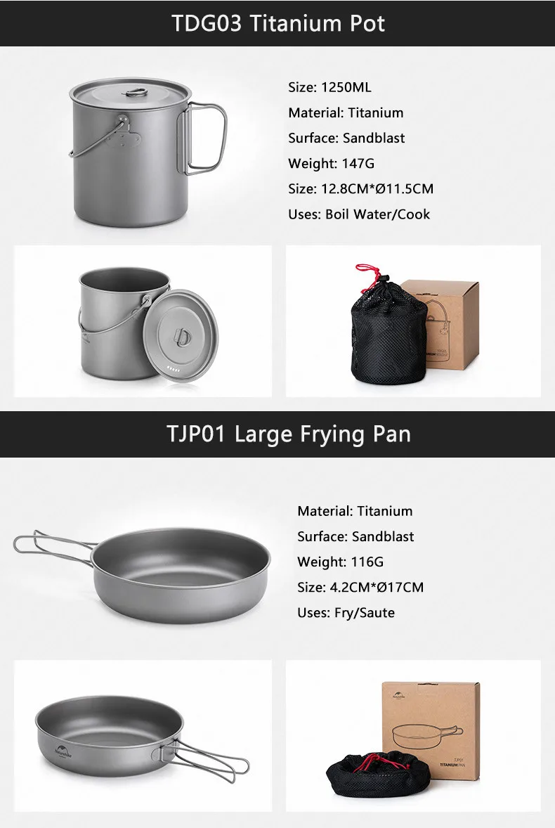 Livre de Acampamento do Piquenique Talheres de Titânio Pote com Alça Luz ao ar Naturehike Alta Qualidade Panelas Pan Caneca Frigideira Dobrável Pot 9 High Quality Esporte e Lazer