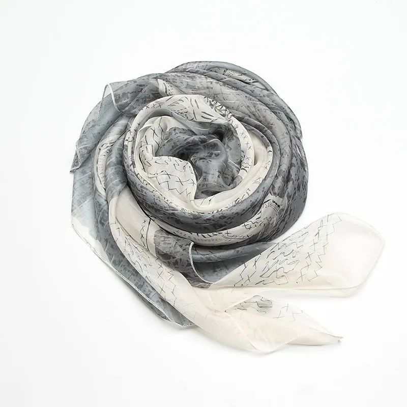 Модный шифоновый шелковый шарф с принтом черепа, женский летний длинный пляжный шарф, шаль, шарфы, lencos de seda, высокое качество