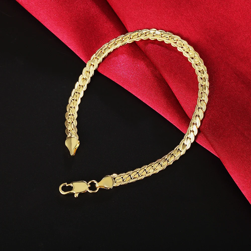 925 пробы серебряный браслет модные украшения 5 мм 20 см змея плоская боковая цепочка мужской браслет на руку/pulsera для мужчин подарок