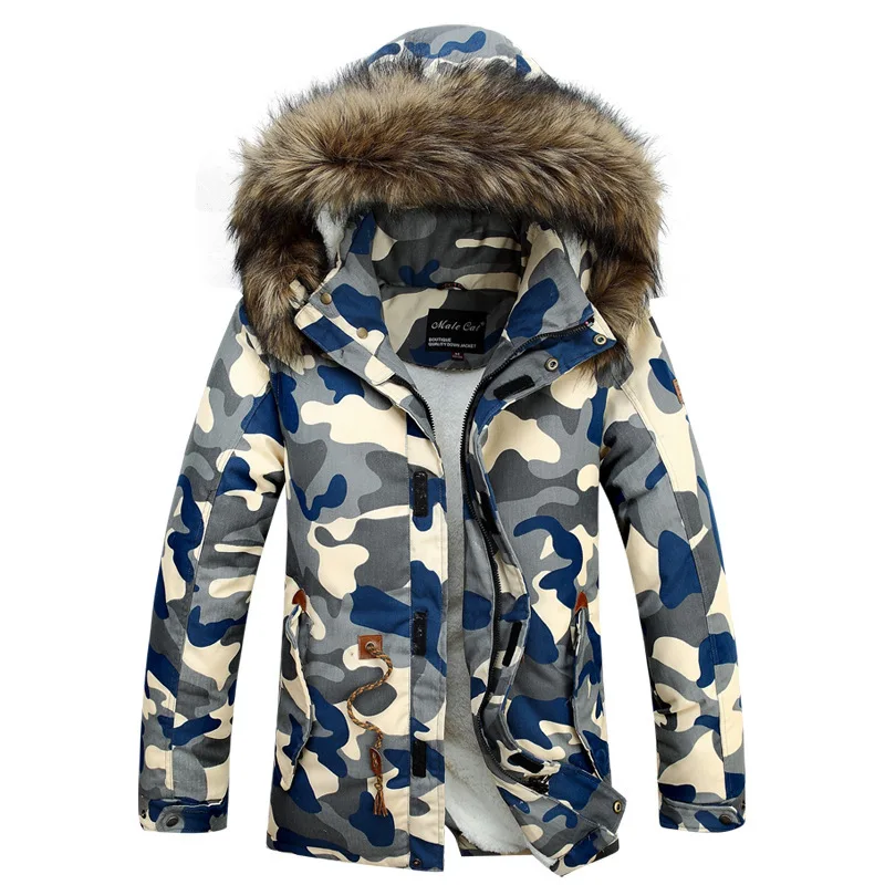 

New Long Big Fur Collar Man Jacket Winter Warm Thick Warm Hooded Men's Winter Duck Down Coat