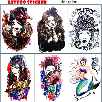 

Nu-TATY European Mermaid Temporary Tattoo Body Art Flash Tattoo Stickers 21*15cm Waterproof Tatoo Home Decor
