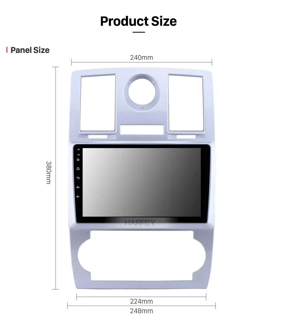 Harfey 9 дюймов HD тачскрин радио для Chrysler Aspen 300C 2004 2005-2008 Android 8,1 стерео Bluetooth AUX поддержка Carplay