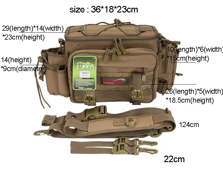 Многофункциональная Рыболовная Сумка с 1 коробкой 36x18x23 см, сумки для рыболовных снастей, водонепроницаемый наплечный рюкзак, ручные сумки через плечо B282