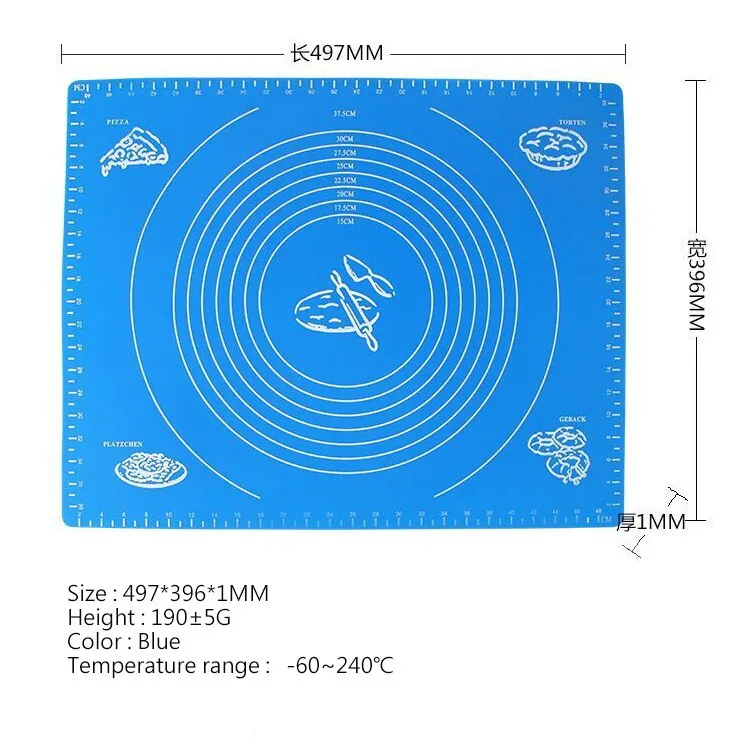 Еда-силикона испечь Коврики тесто Коврики Кухня выпечки Температура сопротивление Силиконовые Роллинг Кондитерские pad 50*40 см