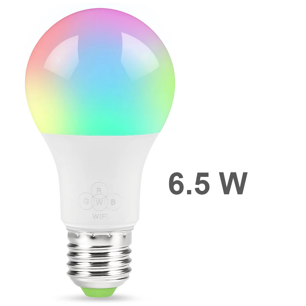 4,5 Вт/6,5 Вт/10 Вт RGBW светодиодный светильник wifi лампочка умное освещение изменение цвета с регулируемой яркостью AC85-265V совместим с Alexa Google Home - Цвет: E27 6.5W