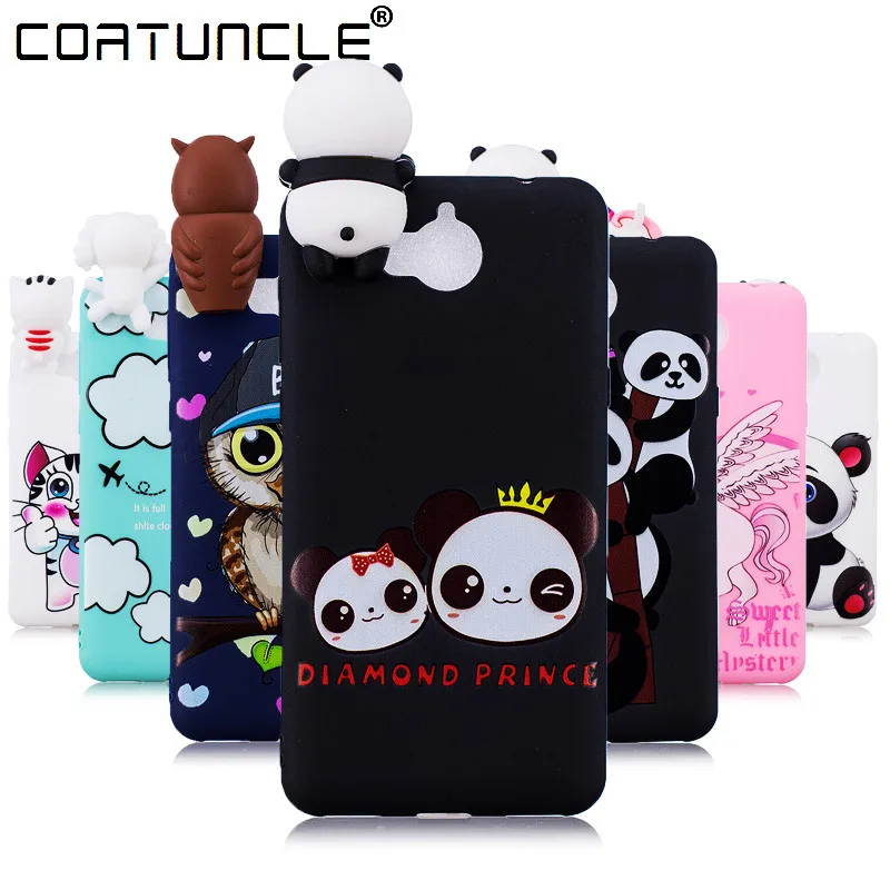 

COATUNCLE Phone Cases For Fundas Huawei Y5 2017 Case Soft TPU Candy Color panda Cartoon Back Cover for Coque Huawei Y6 2017 Case