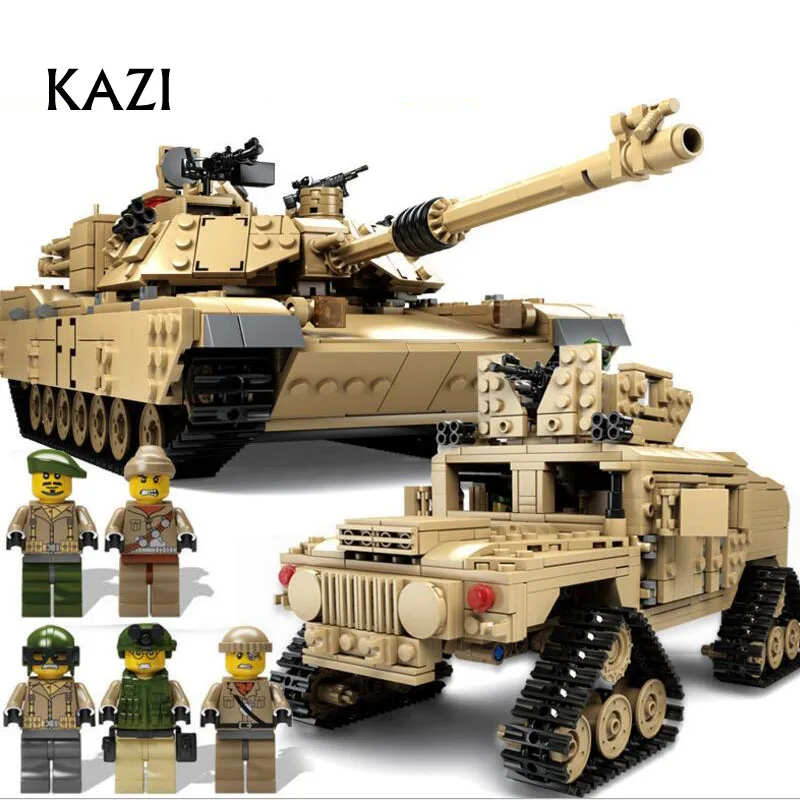 

KAZI New Theme Tank Building Blocks 1463pcs Building Blocks M1A2 ABRAMS MBT KY10000 1 Change 2 Toy Tank Models Toys For Children