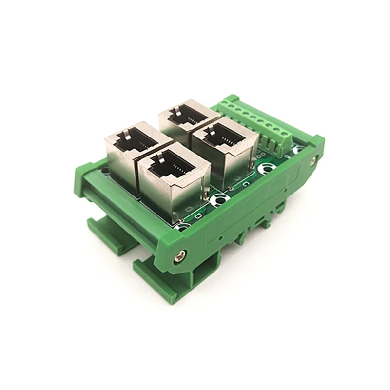 DIN рейку RJ45 Модуль, RJ45 8P8C Jack 4-Way Buss Breakout Board, клеммный блок, разъем