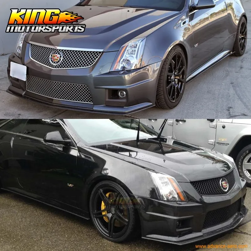 Подходит для 2008- Cadillac CTS V из нержавеющей стали H стиль передний бампер valance спойлер для губ PU