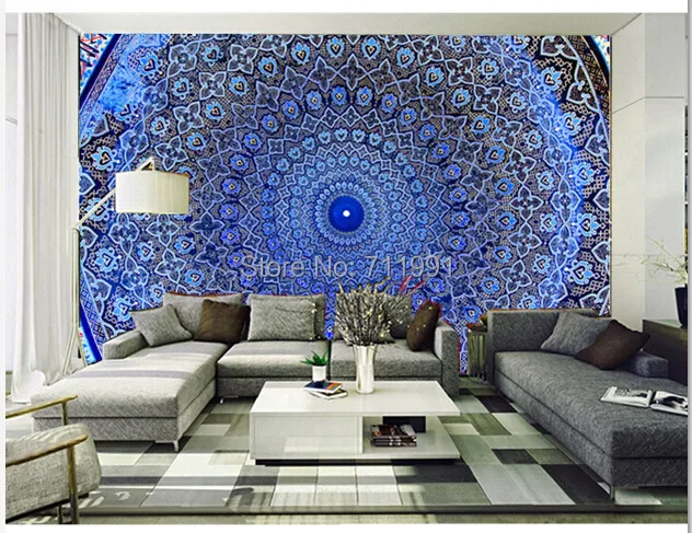 Пользовательские 3D Ретро обоев, купол мечеть, Oriental Украшения из Самарканда, для гостиной спальня потолочные обои