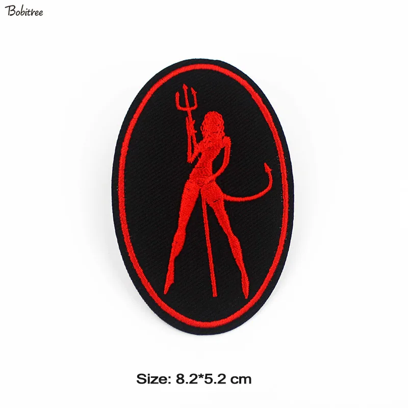 

Black Round Red Girl Embroidered Patches Iron on Transfers for Clothing Sewing Badges Appliques for Jacket Stickers