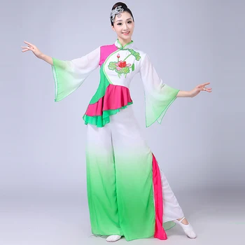 

2019 New Ladies Classical Dance Costumes Modern Fan Dance Performance Clothing Yangko Clothing Suit Adult