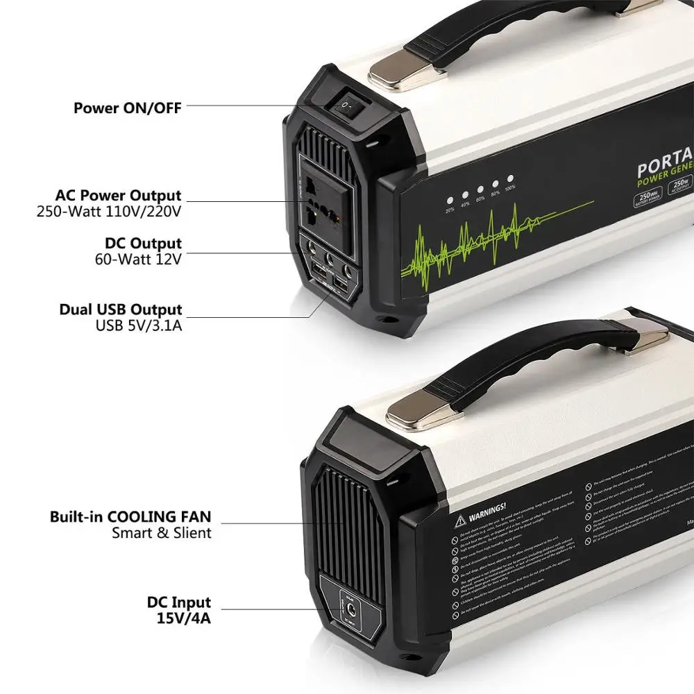 67500mah AC 110 V/220 V инвертор питания для бытовой техники портативный солнечный генератор электростанция с 12V 5V DC выходом