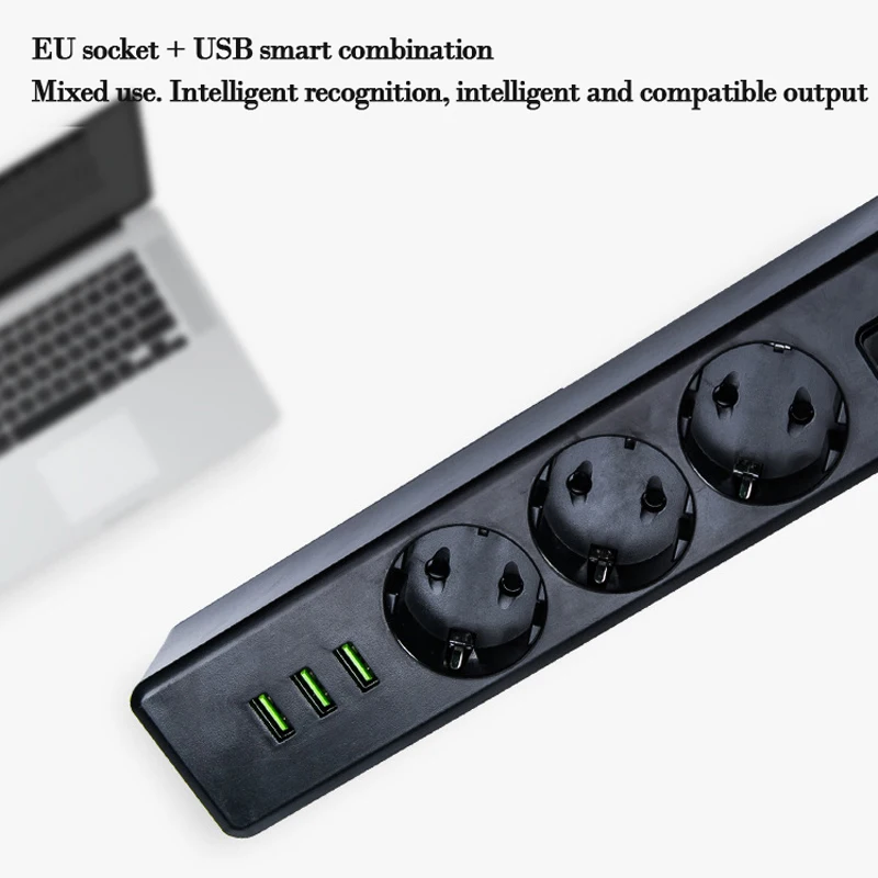 Многофункциональный удлинитель AXAET EHUA 3 розетки USB порта европейская вилка 1 8 м