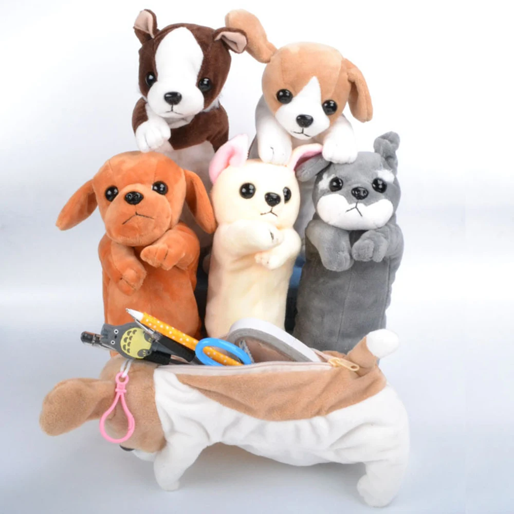 New Cartoon Plush Dog Pencil Case Animal Funny Animal Shaped Pen Bag For Kids Schools Offices Supplies Stationery