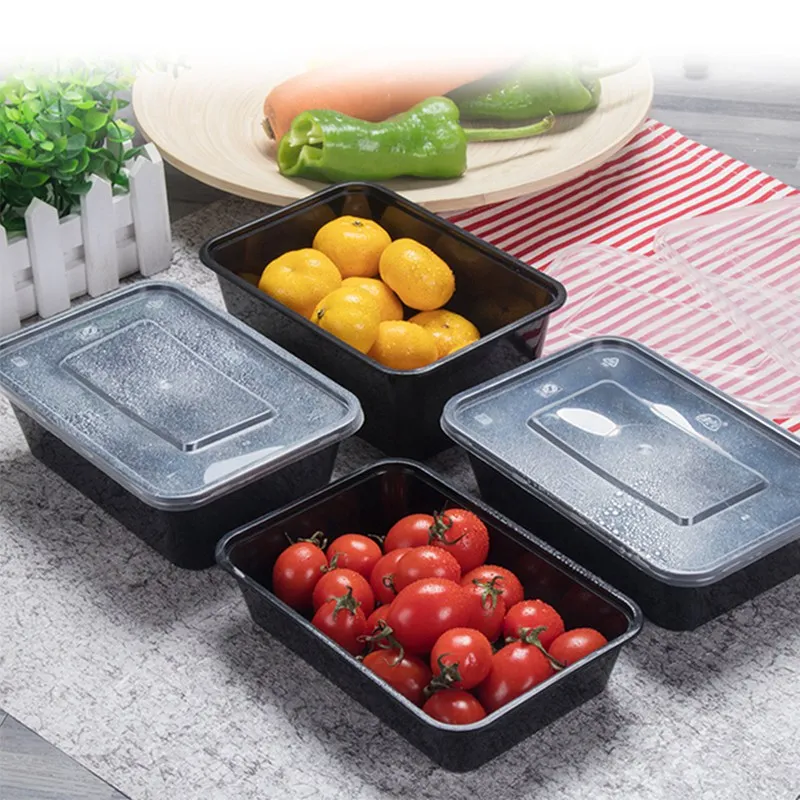 Новинка! 10 шт 450 мл Черный Одноразовый контейнер для пищевых продуктов упаковочные коробки для закусок из микрофибры PP Ланч Bento Box