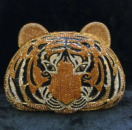 Ручной работы из металла в форме тигра со стразами вечерние клатч сумка через плечо сумки для подруги Bithday подарки