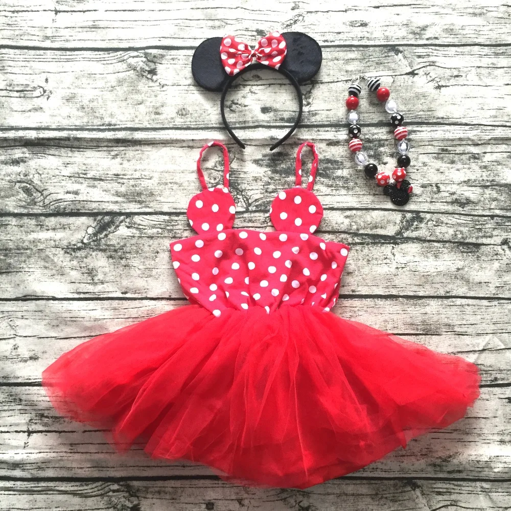 

2018 new girl summer dress Infant Dresses kids minnie mouse dress Lovely girl Dress with necklace girl summer outfits boutique