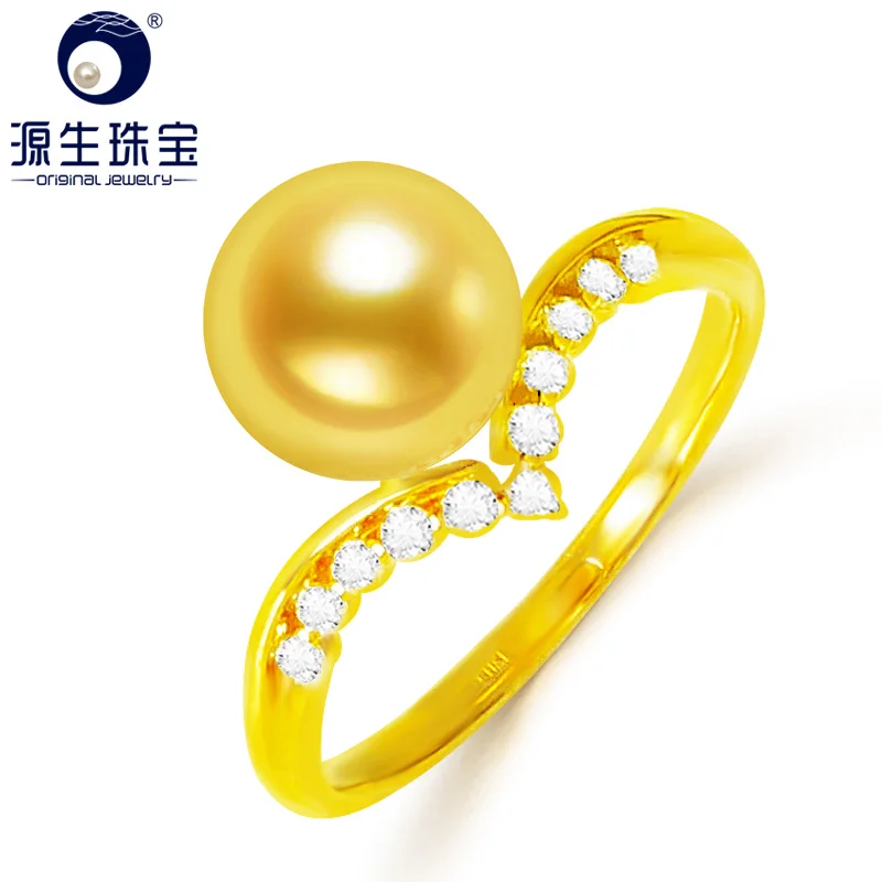 

YS Pure 14k Gold Wedding Ring 8-8.5mm Japanese Akoya Pearl Ring Fine Jewelry