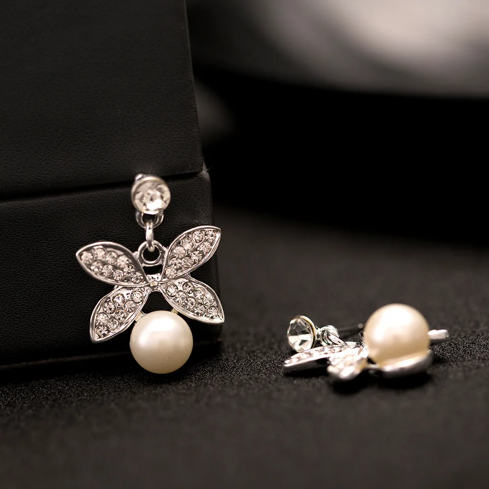 Женский Свадебный комплект из колье серёг и с жемчугом|bridal wedding jewelry|bridal jewelry