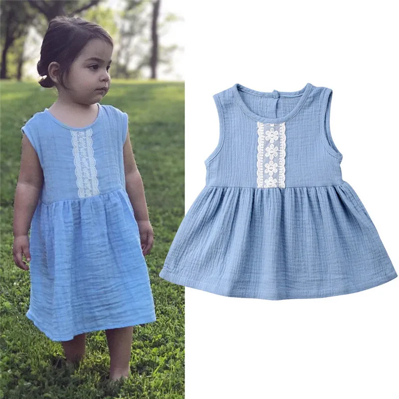 Little Baby Girls Cotton Linen Dresses 2018 Kids Girls Fashion Ruffles
