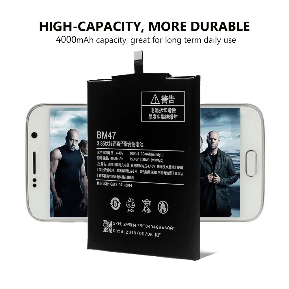 BM47 Аккумулятор для Xiaomi Redmi 3 3S 3X Hongmi 3 3S 3X сменный аккумулятор 4000 мАч большой емкости литий-ионные аккумуляторы для телефонов