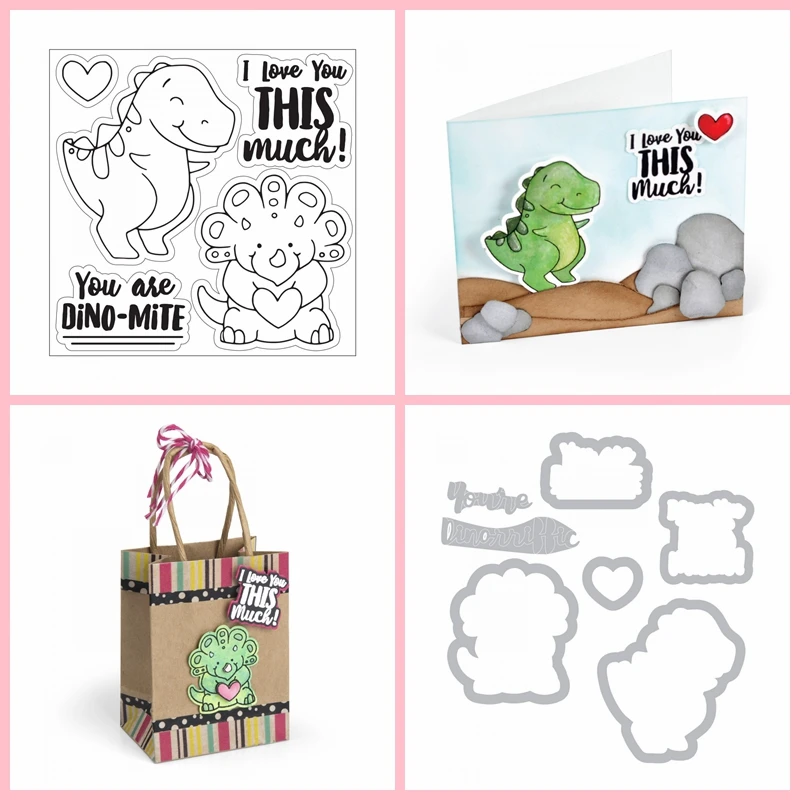 

Dinosaur Stencil DIY Stamp And Metal Cutting Die Silver Template Handicraft Embossing Scrapbooking Decoration Card Making