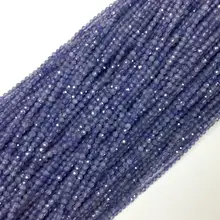 Высокое качество натуральный прозрачный синий Танзанит граненый круглый маленький ожерелье браслеты бусины 2 мм 1" 06059