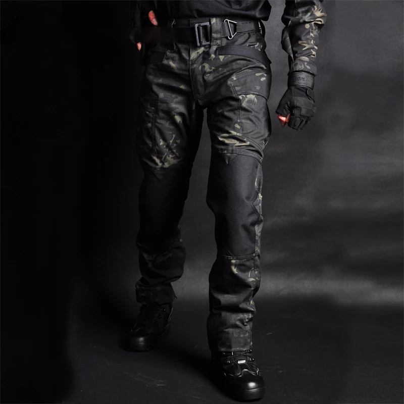 Ninja походные брюки, тактические брюки-карго, мужские армейские военные брюки, хлопок, много карманов, эластичные мужские повседневные брюки