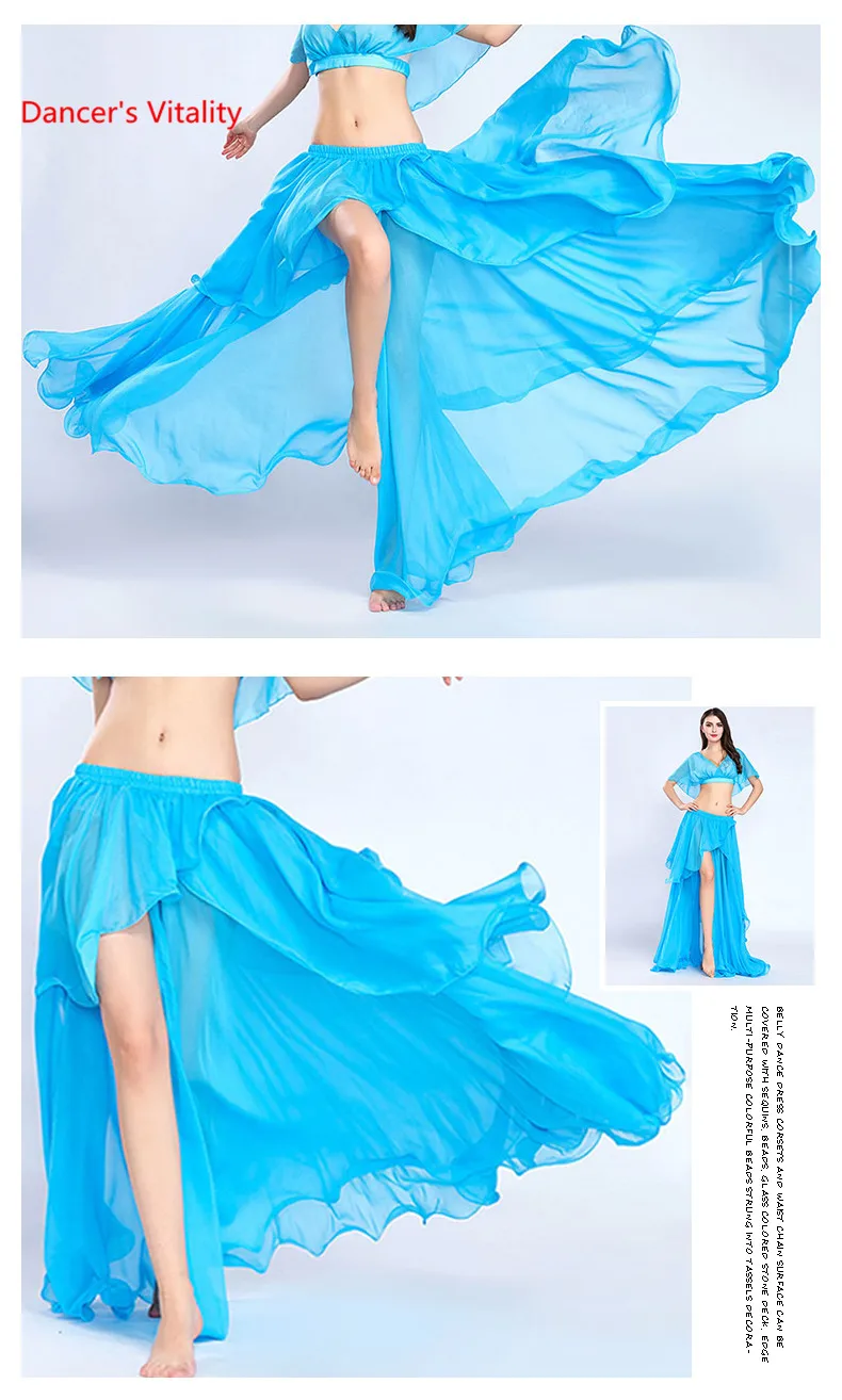 Professional Competition Sexy Chiffon For Women Belly Dance Skirt Maxi Costume Dancer Dress11 Color; Free Shipping