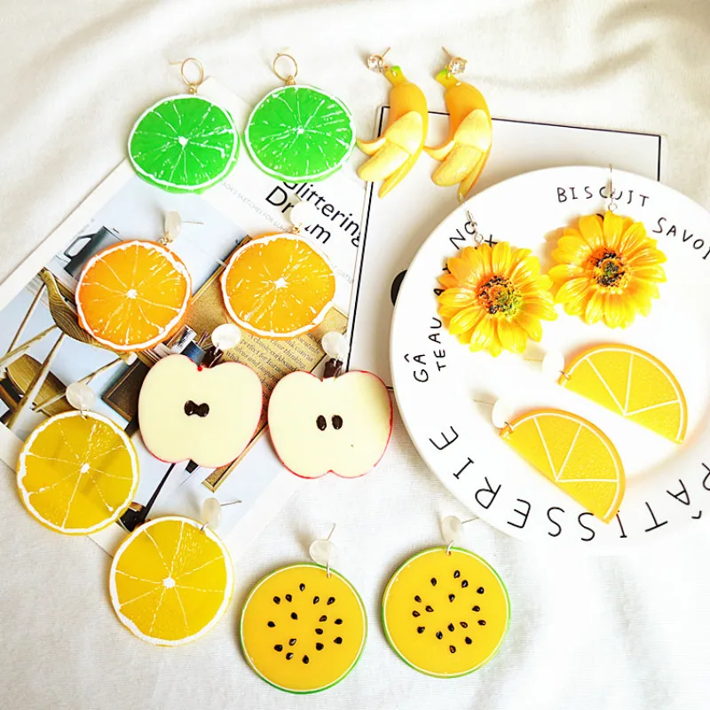 

Cute Fruit Cartoon Earrings for Women Korean Fashion Greative Personality Exaggeration Variety of Styles Dangle Earrings Jewelry