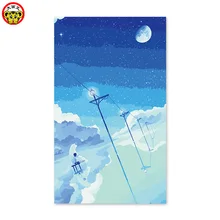 Цифровая картина маслом мультфильмы Голубая Луна и мечта