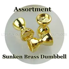 3 Размеры ассортимент, 60 затонувшего Латунь гантели Бусины, встраиваемые, штангой Средства ухода для век, золото Цвет, мушек, Рыбалка