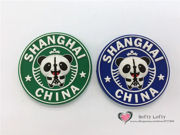 Chinese Tradiontal Rubber Fridge Magnets Shanghai Tourism Round Panda Styles - 1