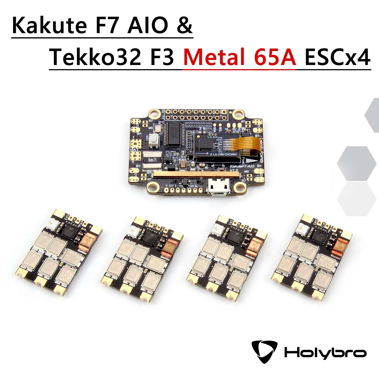 Holybro Kakute F7 Контроллер полета& Holybro Atlatl HV V2 5,8G Видео передатчик& Tekko32 F3 Металл 65A ESC комбо для FPV - Цвет: F7 AIO and Metal 65A